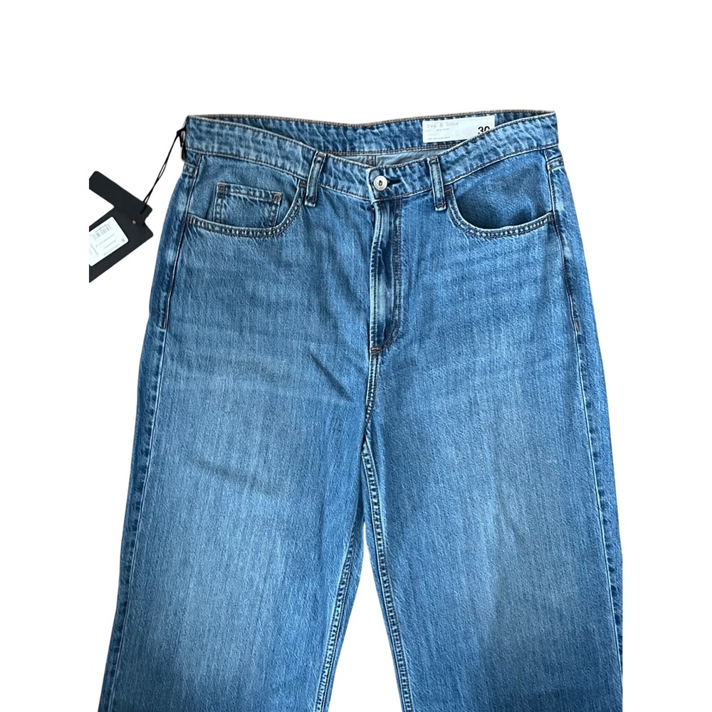 Rag Bone Lori Mid Rise Crop ‎ Wide Leg Jeans Medium Wash Denim Size 30 - Picture 2 of 9